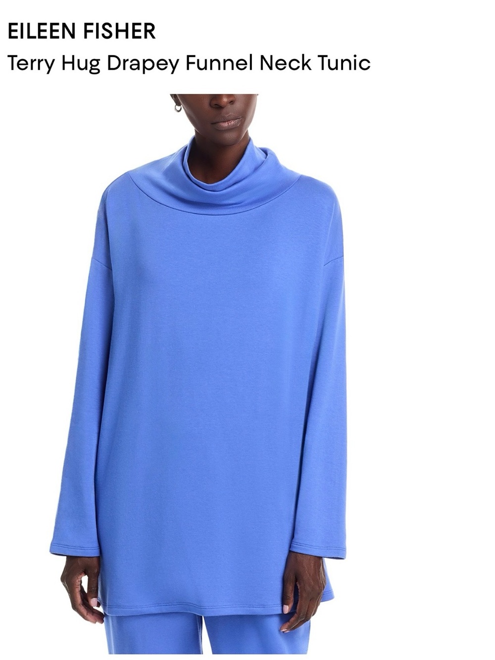 EILEEN FISHER Periwinkle Draped Funnel Neck Tunic